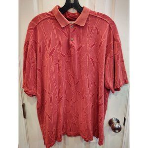 Tommy Bahama Mens Silk Polo Shirt L Short Sleeve Hawaiian Floral Aloha